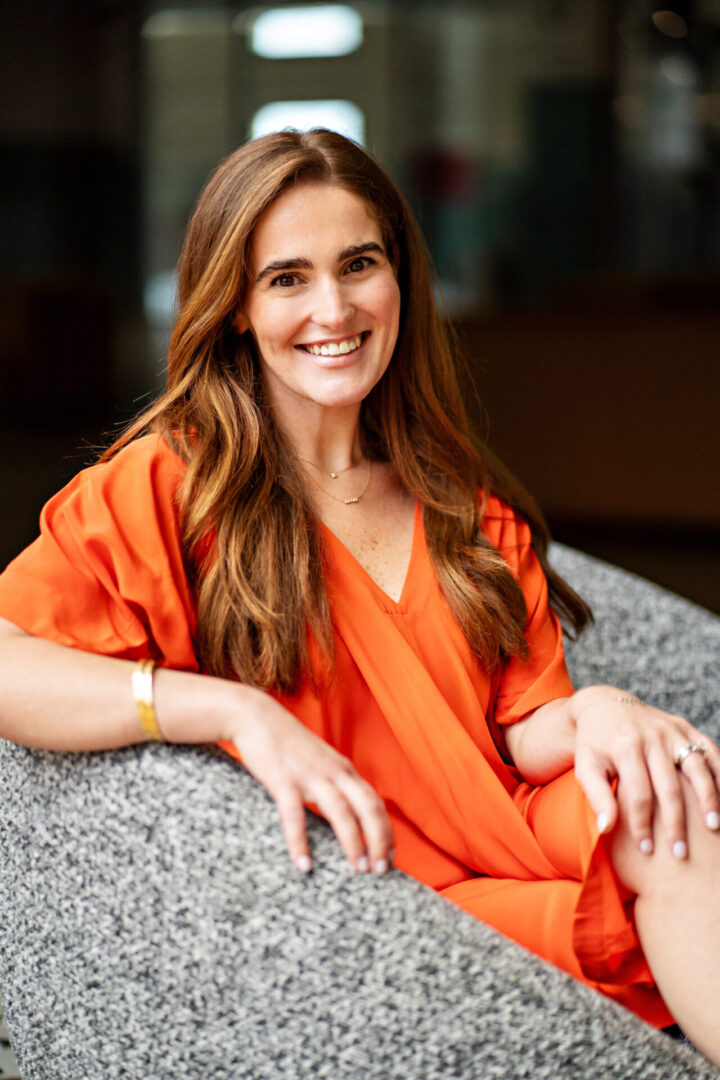 Relaxed woman in modern chair indoors